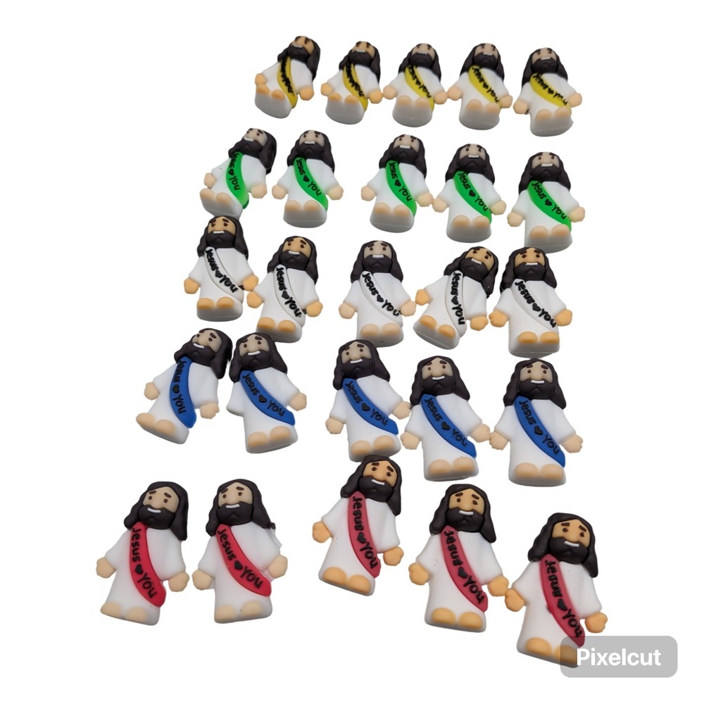 25 Piece Jesus Loves You Shoe Charms Religious Christian PVC mini figure